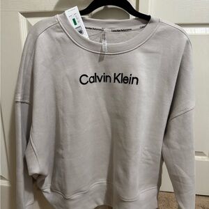 Calvin Klein Light Taupe Logo Crewneck Sweatshirt